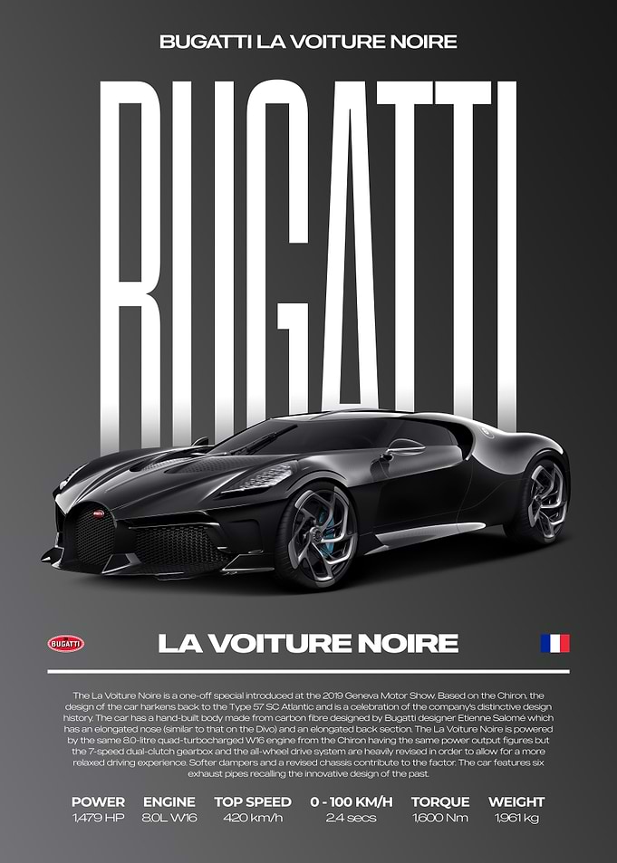 Bugatti La Voiture Noire Car Poster