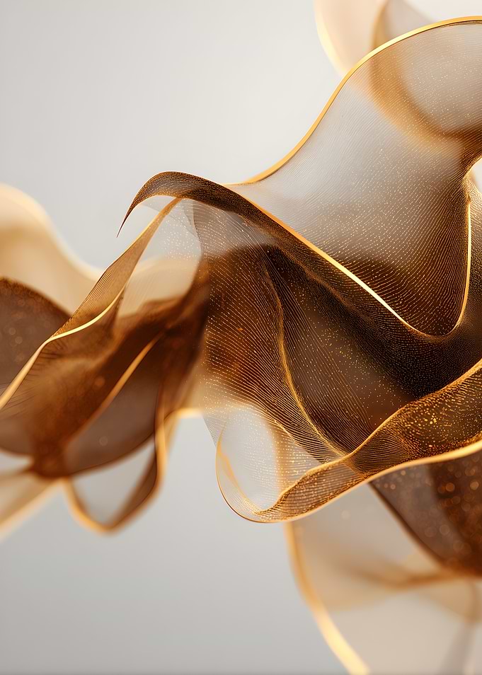 Golden Flowing Fabric with Glitter