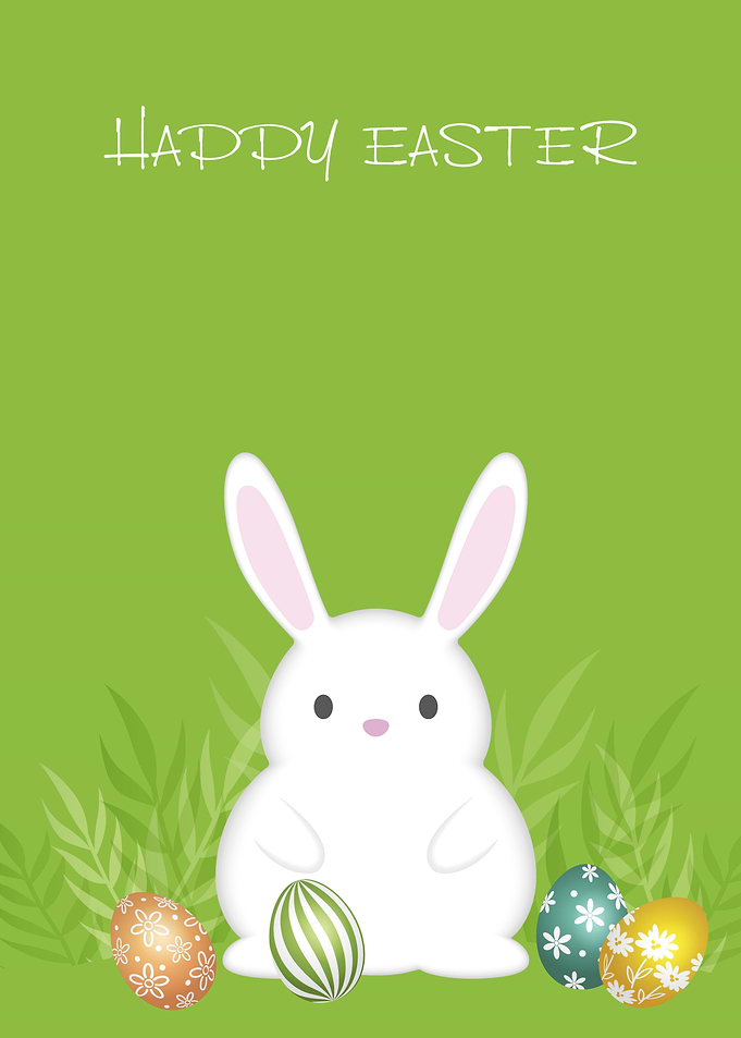 Happy Easter Bunny and Eggs