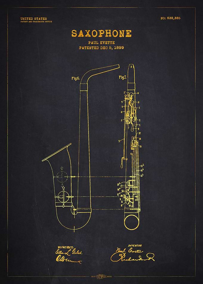 1899 Saxophone Patent Gold