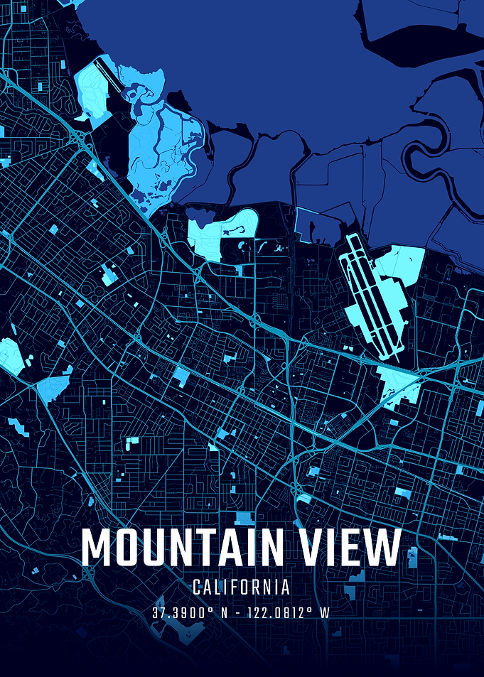 Mountain View California Midnight City Map