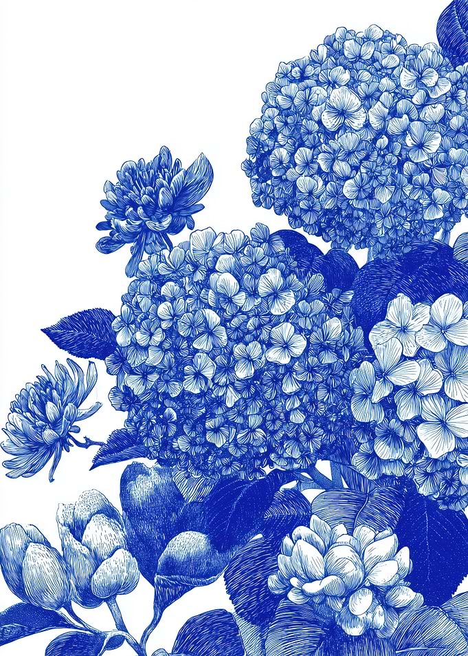Blue Floral Illustration