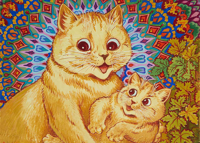 Two Orange Cats with Psychedelic Background