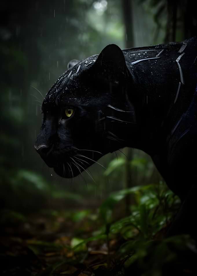 Black Panther in the Rain