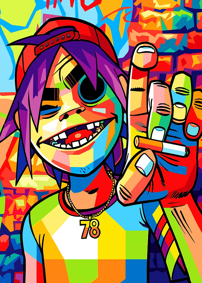 2D Gorillaz Pop Art Portrait