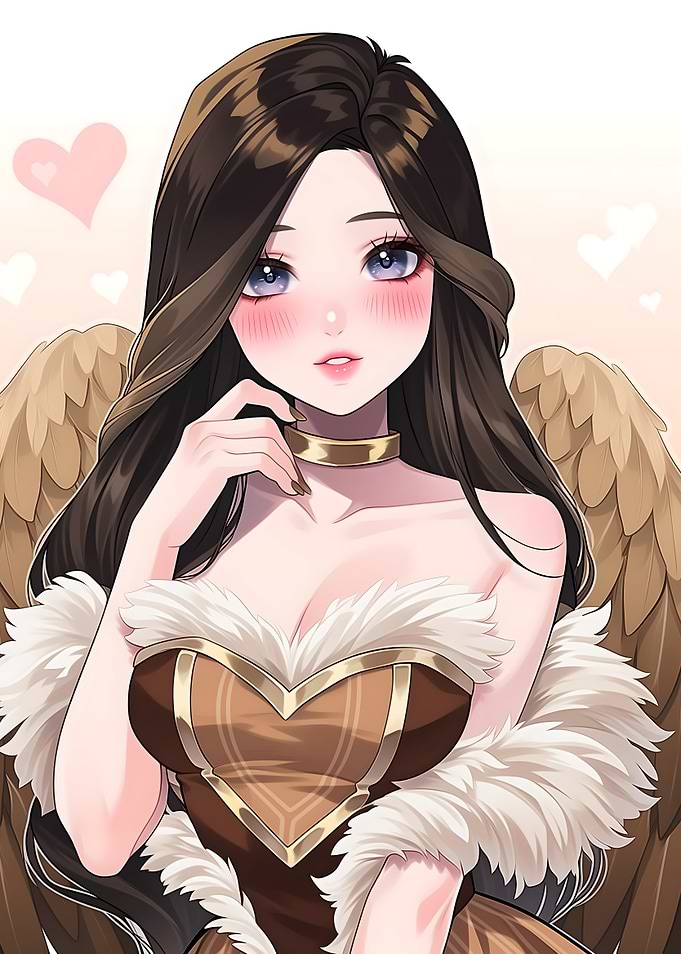 Anime Girl with Wings and Hearts