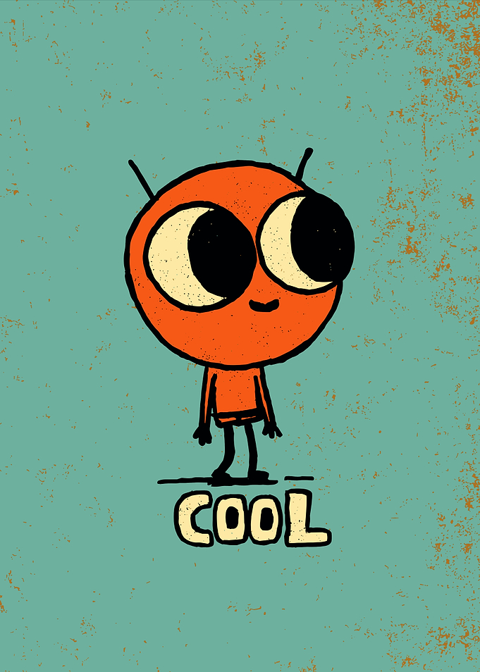 Cute Orange Alien with 'COOL' Text