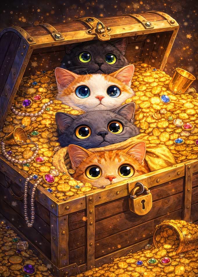 Cats in a Treasure Chest