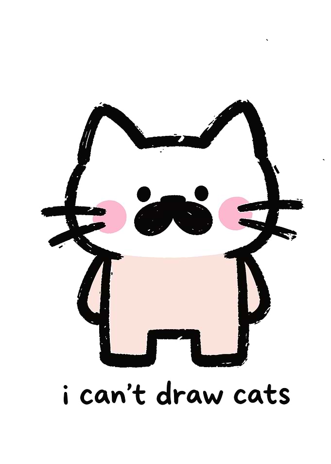 Cute Cat Drawing with Text