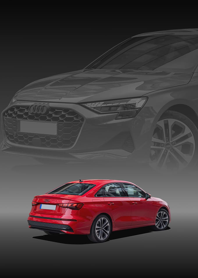 Red Audi A3 Sedan Rear View