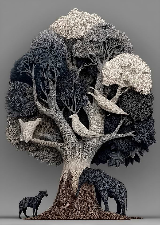 Whimsical Tree with Animals