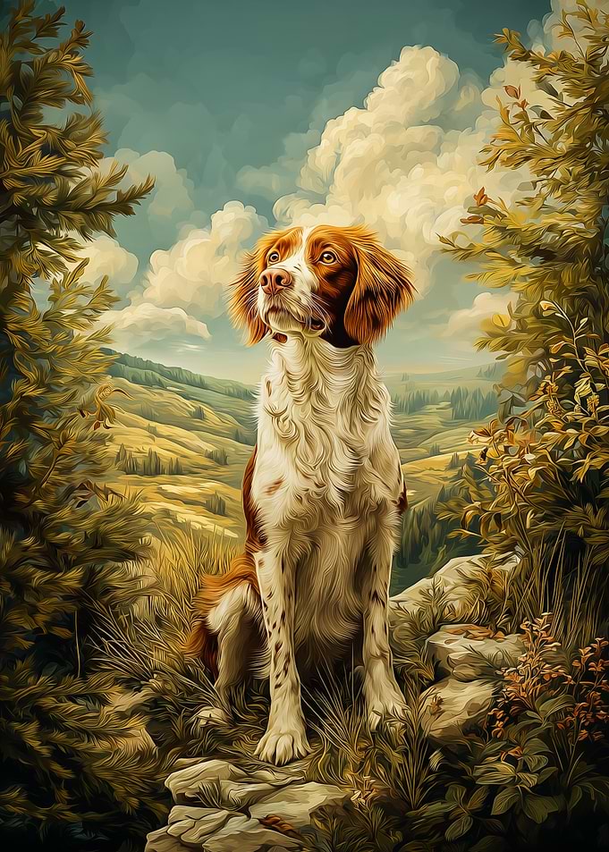Brittany Spaniel in a Mountain Landscape
