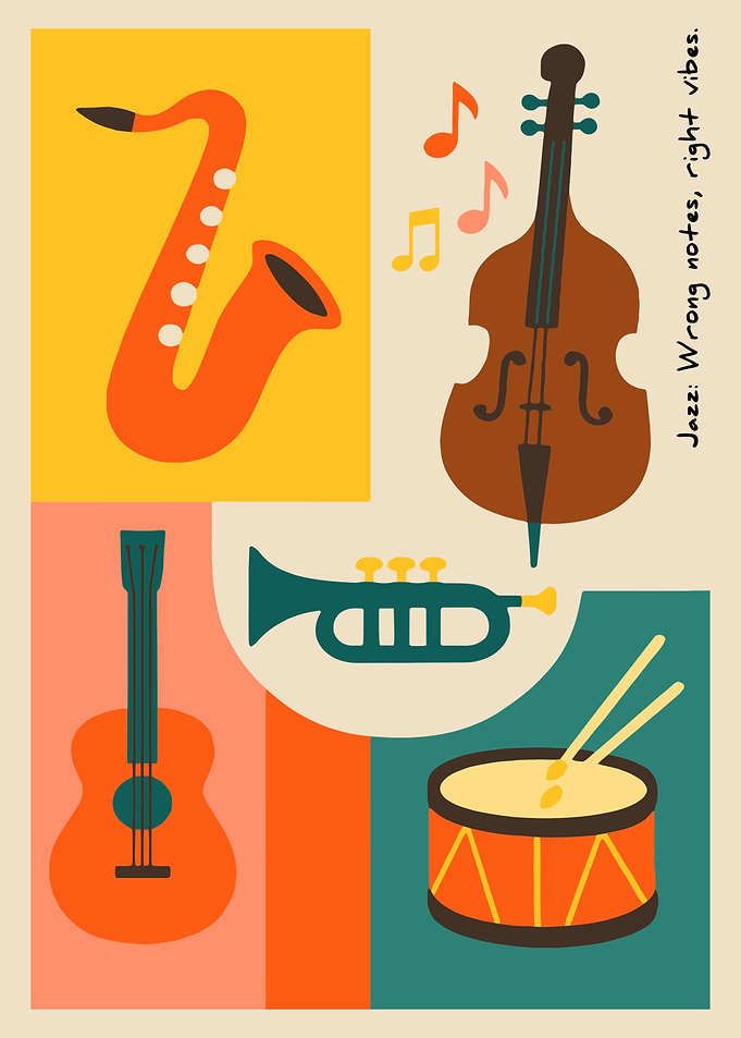 Jazz Instruments and Music Notes