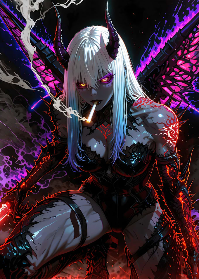 Demonic Woman Smoking
