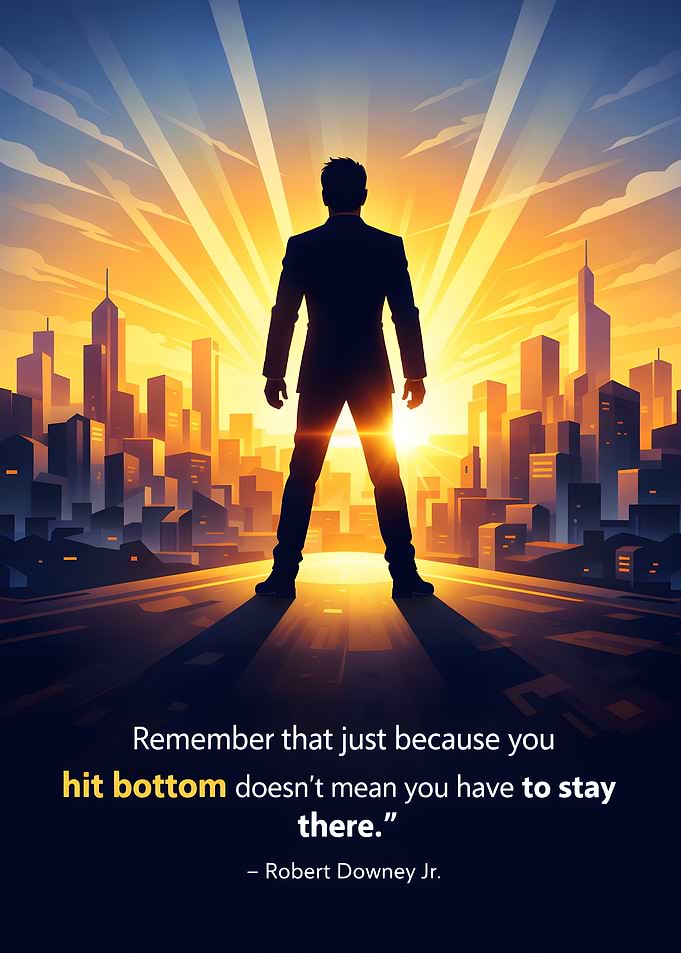 Man Standing Against Cityscape Sunrise