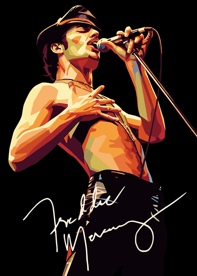 Freddie Mercury Singing with Microphone