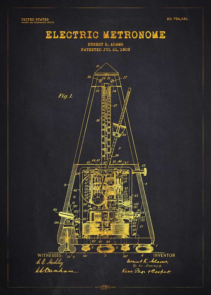 1903 Electric Metronome Patent Gold
