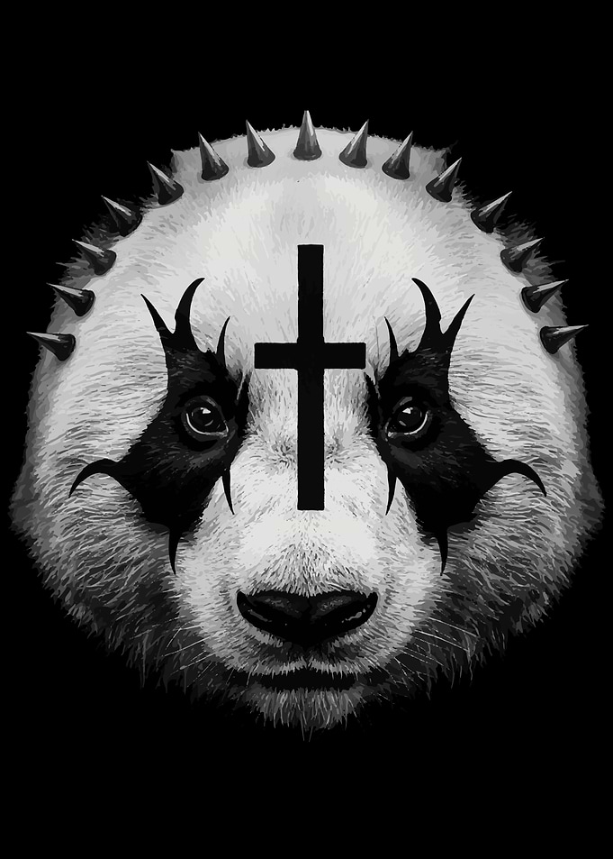 Spiked Panda with Cross Makeup