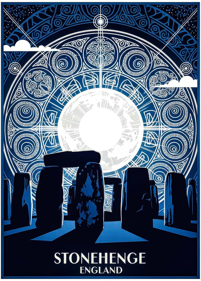 Stonehenge at Night with Full Moon