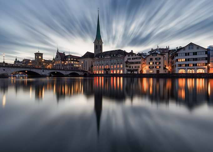 Cityscape with River Reflection