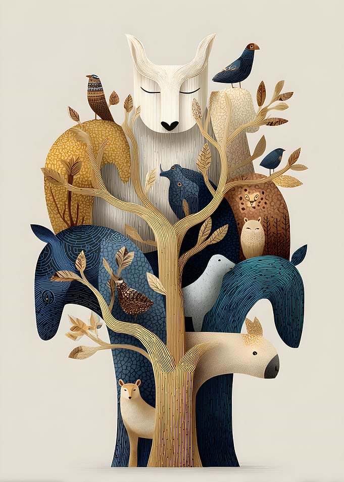 Whimsical Forest Animals Tree
