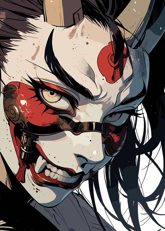 Demonic Masked Warrior Close-up
