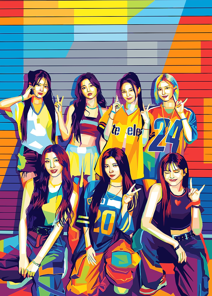 K-Pop Group in Pop Art Style