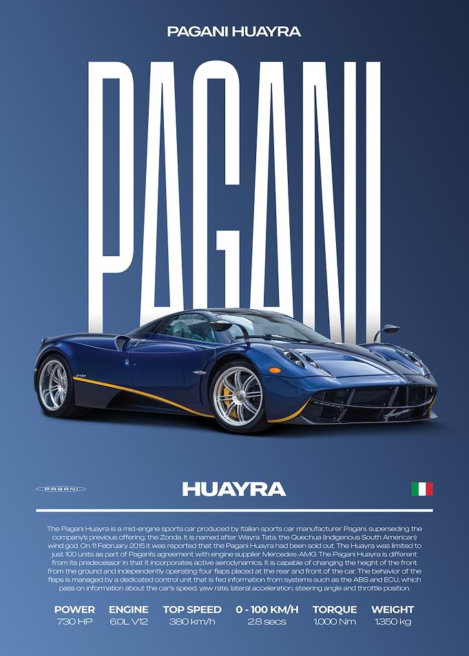 Pagani Huayra Car Poster