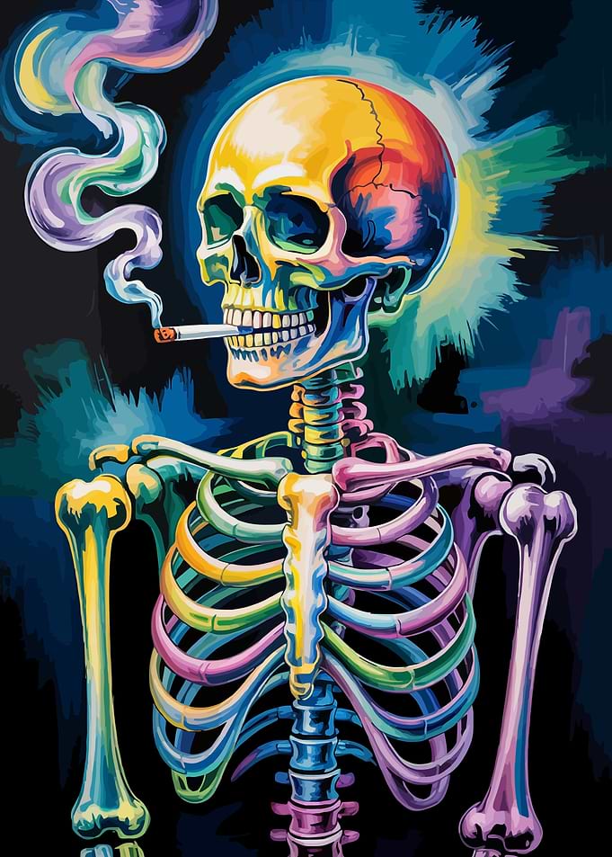 Colorful Skeleton Smoking