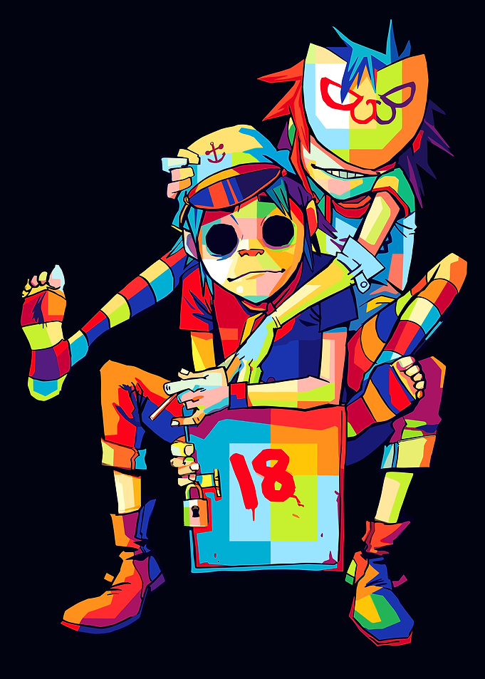 Gorillaz 2D and Murdoc Pop Art