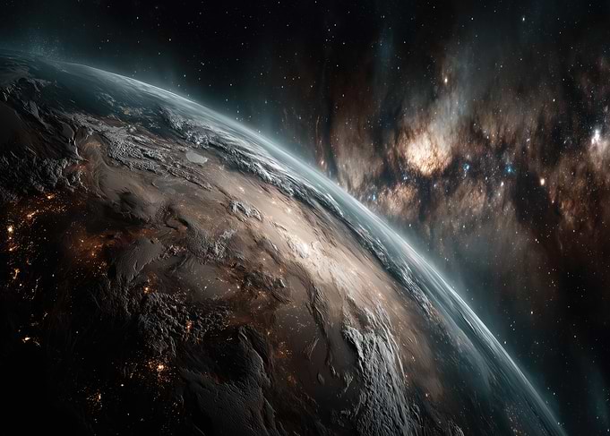 Earth from Space with Nebula
