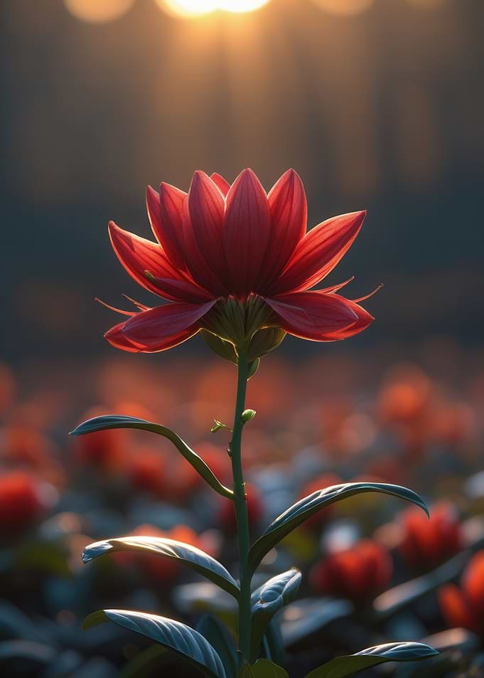 Red Flower in Sunlight