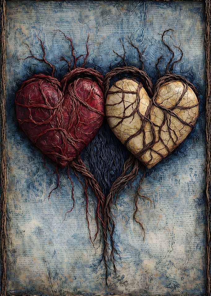 Two Hearts Entwined with Roots
