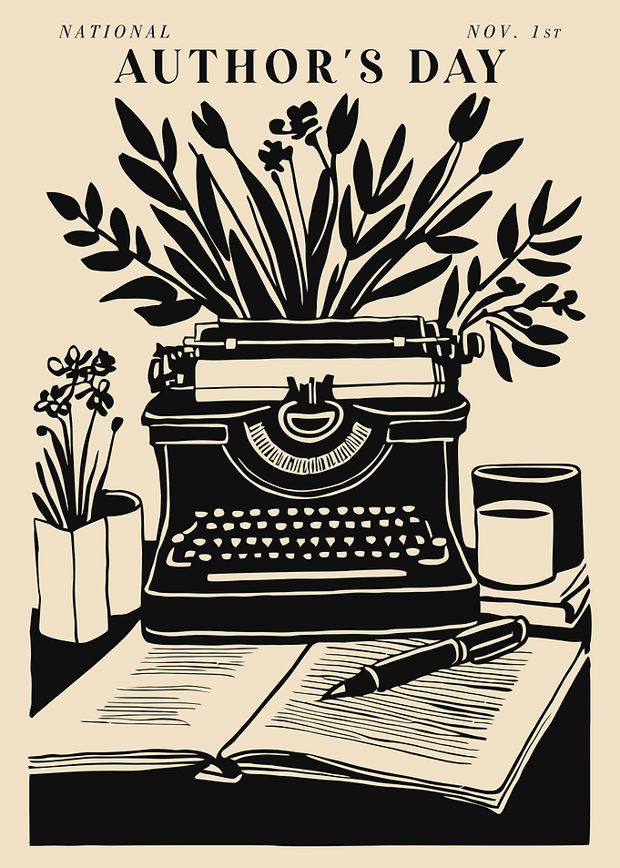National Author's Day Typewriter and Flowers
