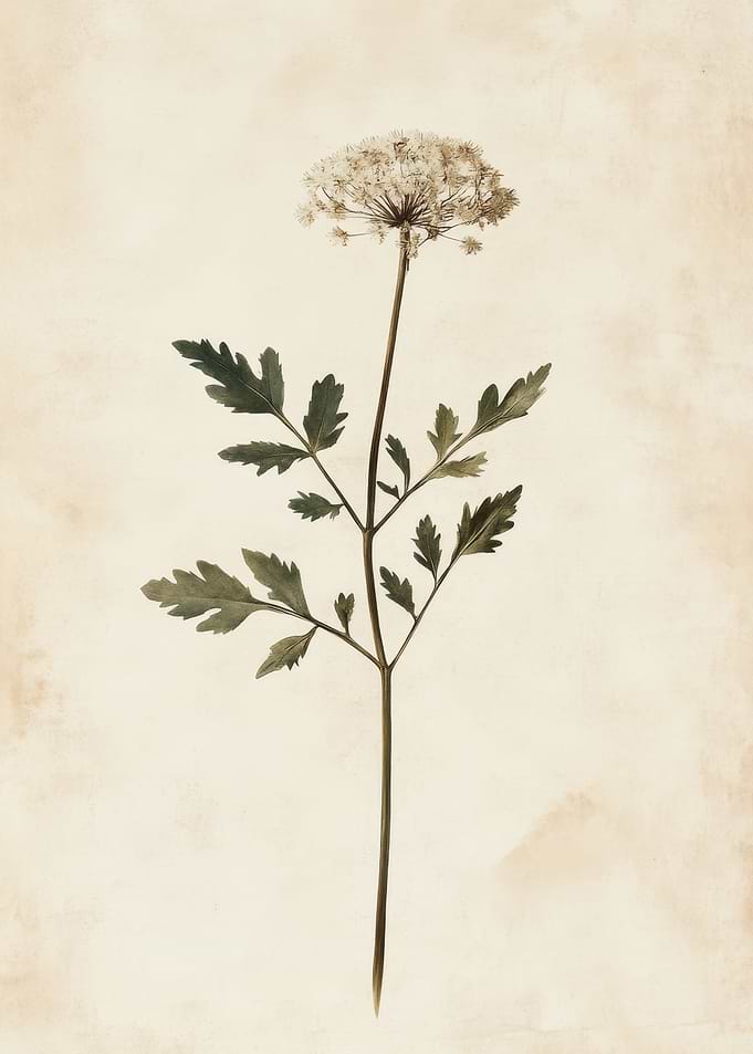Dried Wildflower Print | Vintage Wild Carrot Botanical Wall Art