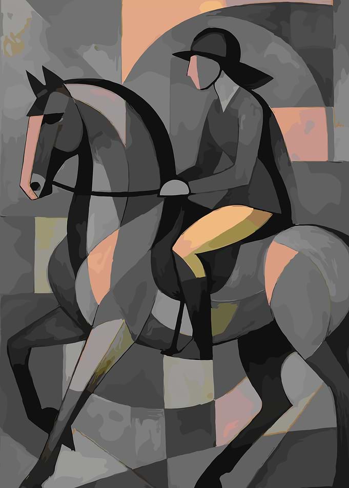 Equestrian Rider in Abstract Style