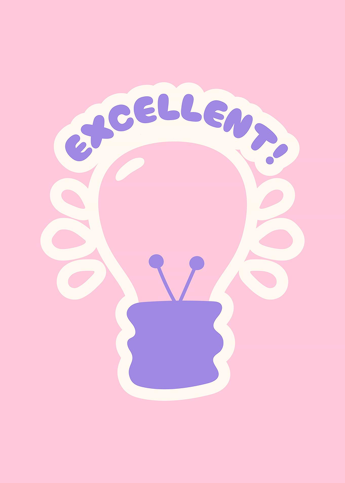 Excellent light bulb with text