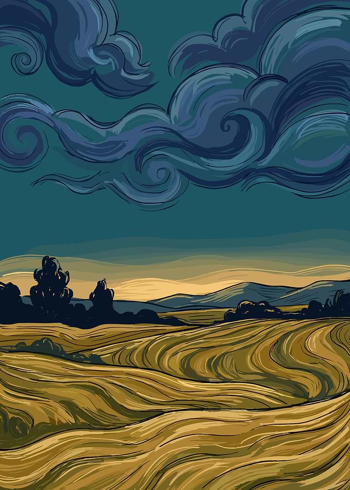 Stormy Sky Over Golden Fields
