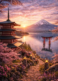Mount Fuji Pagoda and Torii Gate