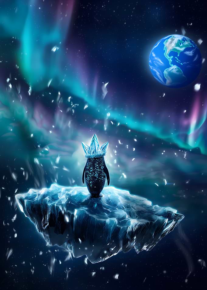 Crystal Penguin in Space