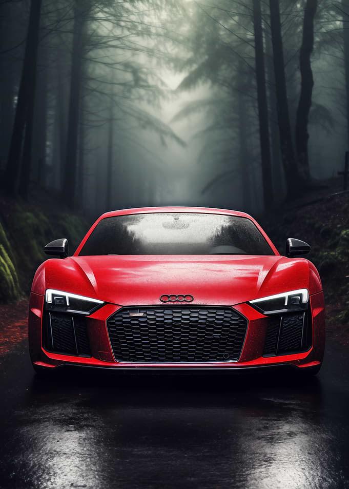 Audi R8 in a Misty Forest