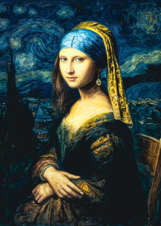 Mona Lisa, Pearl Earring, Starry Night