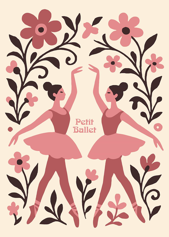 Two Ballerinas with Floral Accents