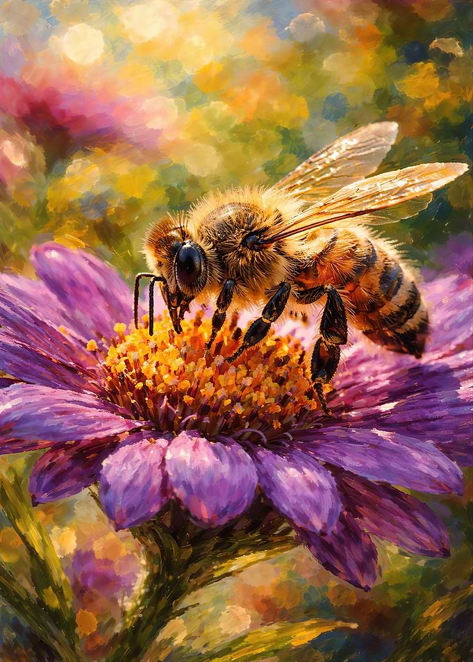 Bee on a Purple Flower