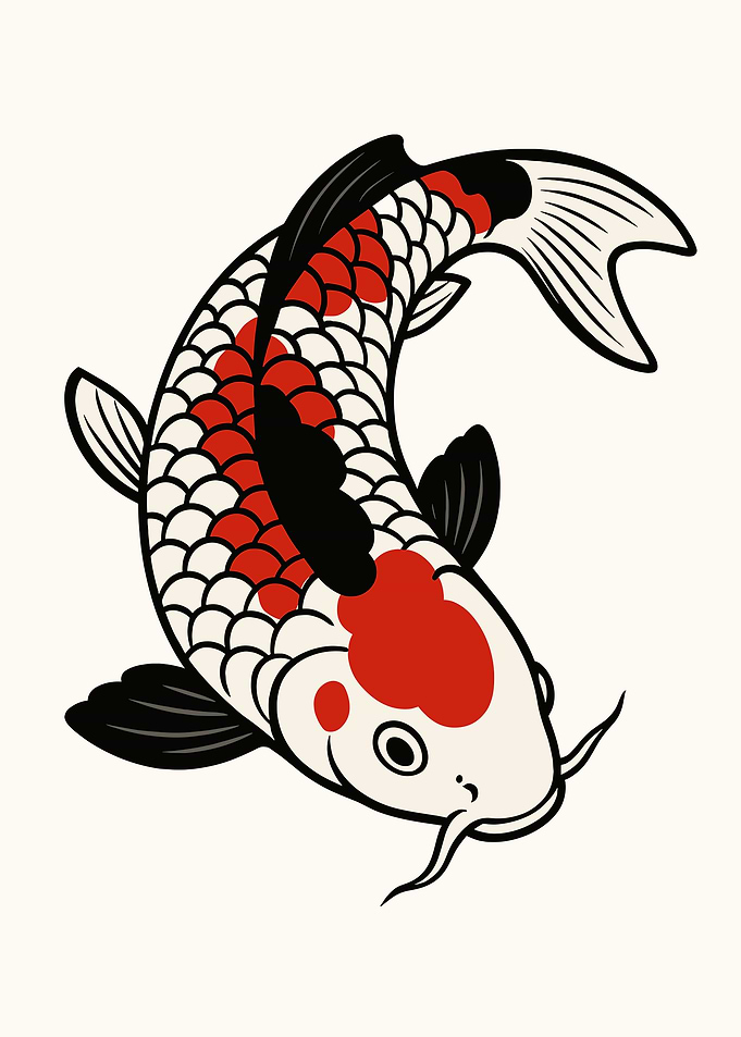 Traditional Japanese Koi Fish Illustration