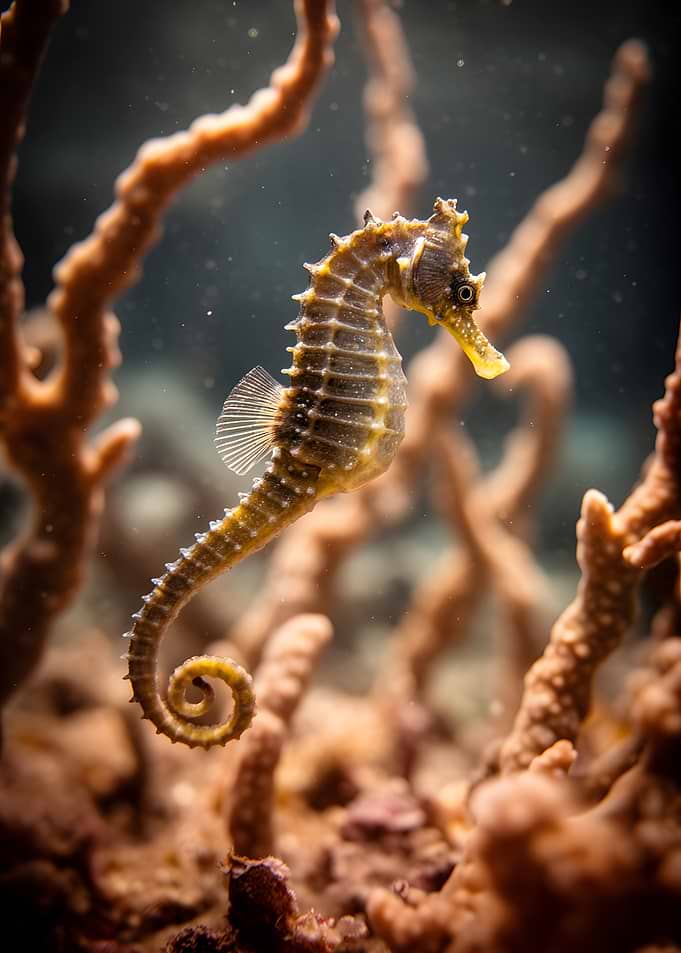 Seahorse Amidst Coral