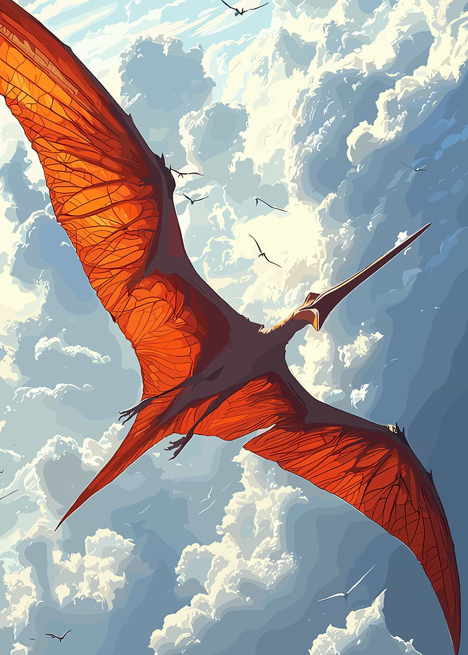 Pterodactyl Flying Through Clouds
