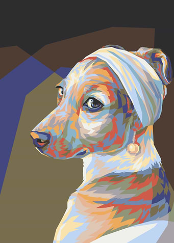 Dog as Girl with a Pearl Earring