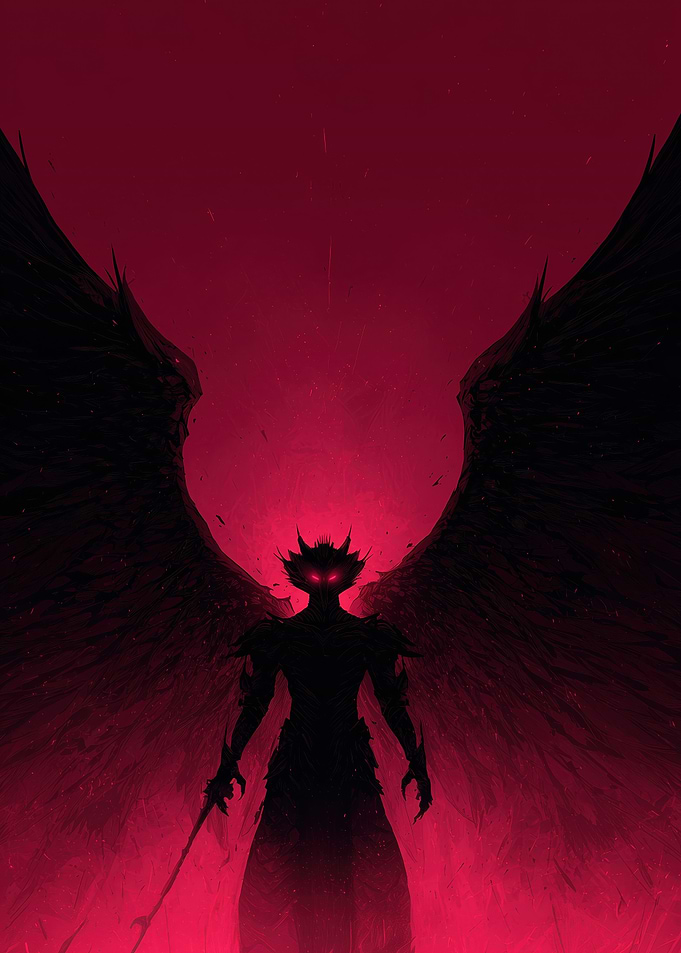 Demonic Angel with Red Eyes