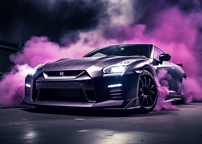 Nissan GT-R in Purple Smoke